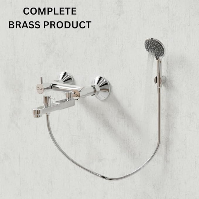 ZAP Elixir Series Brass Wall Mixer Tap | Non-Telephonic Design | Chrome Finish Bathroom Faucet | Wall-Mounted Hot & Cold Water Mixer | Durable Brass Construction | Modern Bathroom Fittings