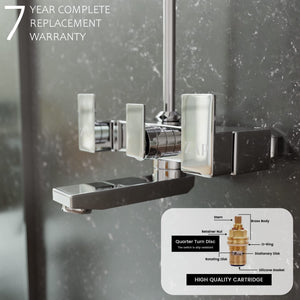 ZAP SKODA Series 100% Full Brass Wall Mixer with Overhead Shower System Set and 125mm Long Bend Pipe for Bathroom | Chrome Finish | Complete Wall Mounted Bath Fitting