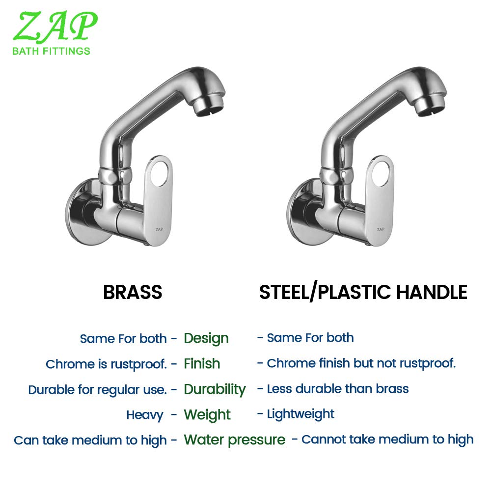 ZAP Geo Heavy Wall-Mount Kitchen Sink Tap | Chrome Finish | Easy-to-Use Brass Sink Cock for Home & Kitchen