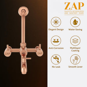 Elixir 3 in 1 Rose Gold Bathroom Wall Mixer
