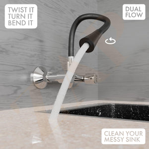 Elixir Brass Double Flow Sink Mixer Flexible Silicone Spout Tap