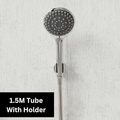 ZAP Elixir Non-Telephonic Brass Wall Mixer Tap with Crutch & Multi-Function Hand Shower | 1.5 Meter Flexible Tube | Chrome Finish Bathroom Faucet | Hot & Cold Water Mixer | Wall-Mounted