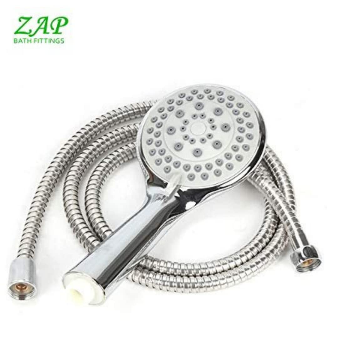 ZAP Breeza Series 3-in-1 Wall Mixer with Crutch & Multi-Flow Hand Shower | Complete Brass | 1.5m Flexible Tube | Chrome Finish | Deluxe Bathroom Fittings Set