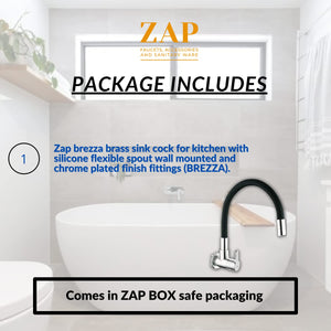 ZAP Pluto Flexible Kitchen Sink Tap with Pull-Down Sprayer | 360° Rotatable Silicone Faucet | Single Flow Water Outlet | Black | Durable Brass Body