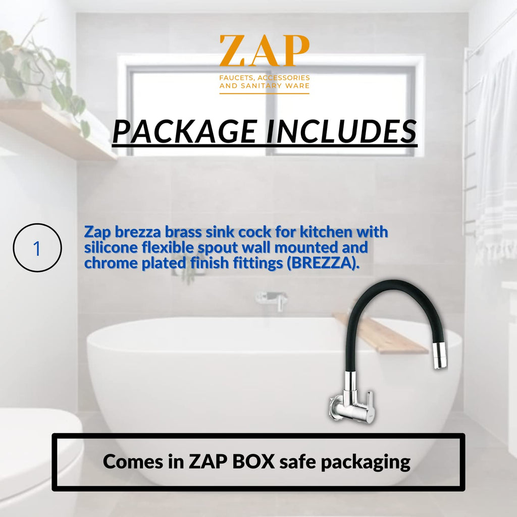 ZAP Brezza Flexible Kitchen Sink Tap with Pull-Down Sprayer | 360° Rotatable Silicone Faucet | Single Flow Water Outlet | Black | Durable Brass Body