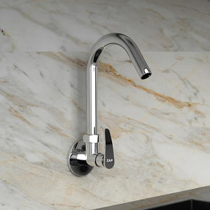 ZAP Arrow Kitchen Sink Tap with Wall Flange | 360° Swivel Spout | Brass Sink Cock for Kitchen & Basin | Chrome Finish | 7-Year Warranty