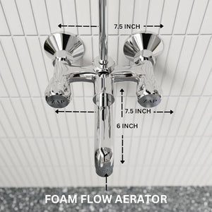 ZAP Continental Series Brass Wall Mixer | Chrome Finish | With Overhead Shower Provision & 125mm Bend Pipe | Wall-Mounted Faucet | Durable Hot & Cold Water Mixer for Bathrooms
