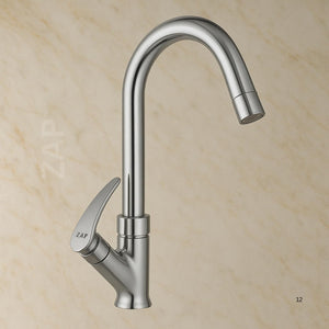 ZAP Arrow Light Swan Neck Tap | Brass Chrome Faucet for Kitchen & Bath