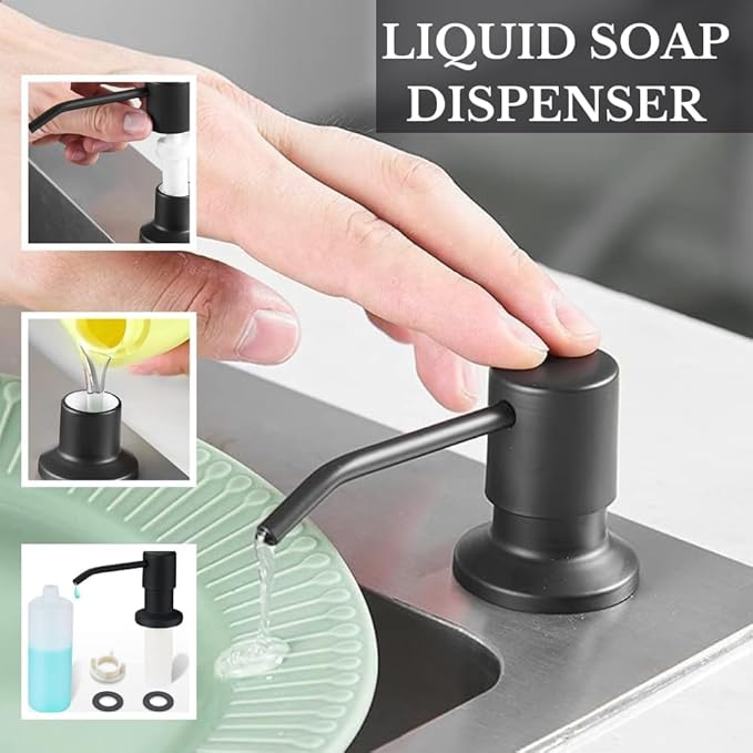 ZAP Waterfall 304 SS Kitchen Sink Set with Pull-Out Faucet, Chopping Board, Glass Rinser, Soap Dispenser & Strainer | Multi-Functional Farmhouse Sink with Accessories | Black, 24x18 Inch