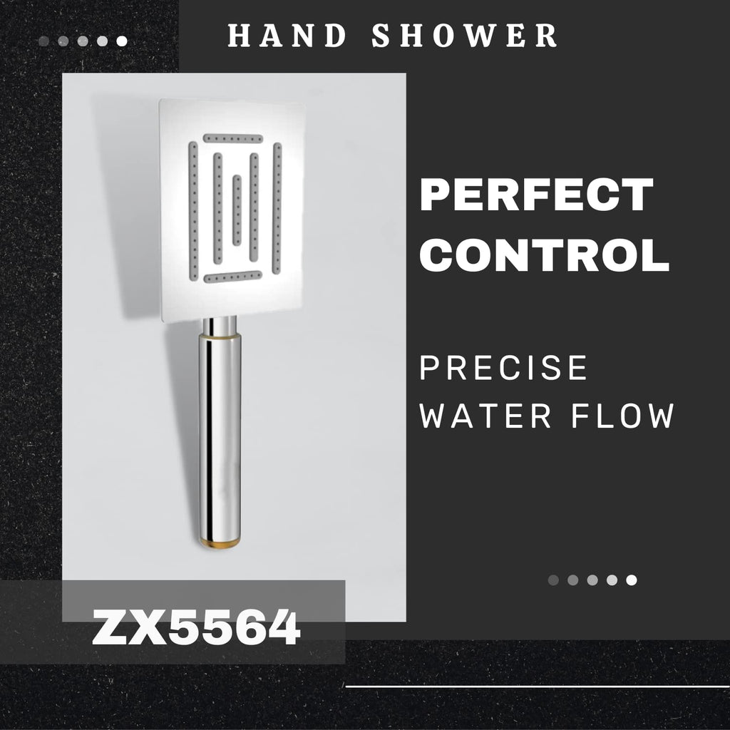 ZX5564 Hand Shower With Flexible Silicone Nozzles, Stainless Steel Finish, Lightweight, Great Grip, Precise Water Flow(Ultra Modern Sleek, Rain Spray) (ZX5564 Hand Shower)