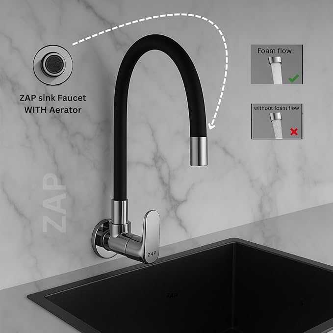 Opel Black Flexible Kitchen Sink Tap – 360° Pull-Down Sprayer Tap