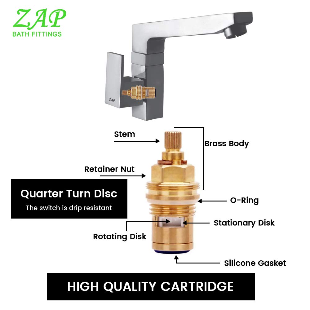 Zap Skoda Brass Sink Tap Cock with 360° Swivel Spout | Wall Mounted Kitchen & Bathroom Faucet | Chrome Finish Water Tap | Heavy-Duty Brass Body | Anti-Rust, Durable & Stylish