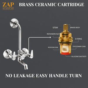 Terrim Brass 2-in-1 Wall Mixer with Long Bend Pipe