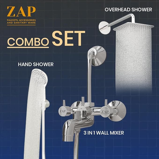 Elixir 3-in-1 Brass Wall Mixer Set