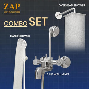 Elixir 3-in-1 Brass Wall Mixer Set