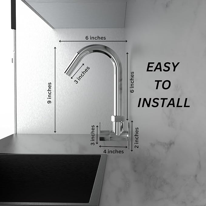 ZAP Pluto Heavy Wall-Mount Kitchen Sink Tap with 360° Swivel Spout | Chrome Finish Brass Sink Cock with Flange | 7-Year Warranty | Kitchen & Basin Tap