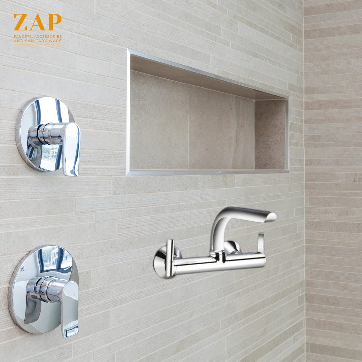 ZAP Ultra Cube Series Brass Sink Mixer – Wall Mounted Kitchen Tap with Swinging Spout | Hot & Cold Water Mixer for Home, Kitchen, and Bar Sinks | Chrome Finish Faucet
