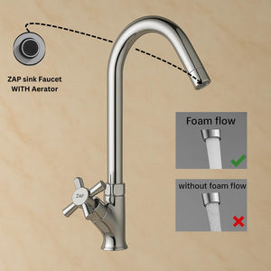 Zap Caster Light Swan Neck Tap for Kitchen & Bathroom | Brass Body, Chrome Finish | Table/Deck Mounted | Sleek Durable Design | Soft Flow Water Faucet