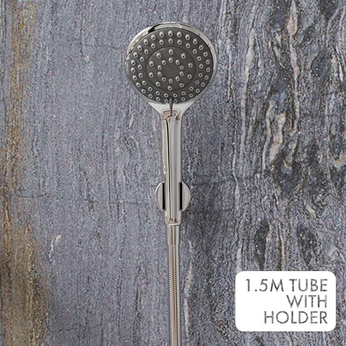 ZAP Skoda Full Brass Wall Mixer with Hand Shower | Chrome Plated Bathroom Fitting with Complete Screw Set | Durable & Stylish Bath Mixer Tap