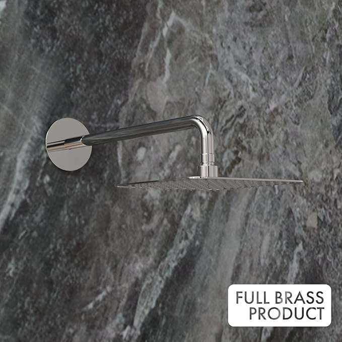ZAP Caster Series 2-in-1 Brass Wall Mixer with Overhead Shower Set, 125mm Bend Pipe, Hot and Cold Knobs, Chrome Finish, and Faucet Cleaner | Bathroom Fittings Tap Set | Rust Resistant