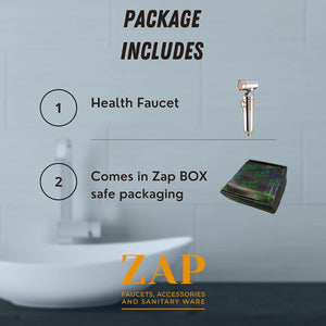 ZAP Ultra ZX1034 Health Faucet Handheld Toilet Jet Spray with 1.5 m Stainless Steel Tube and Wall Hook-Chrome Finish Bidet with Hose and Holder/Clutch Set (Chrome Gold)