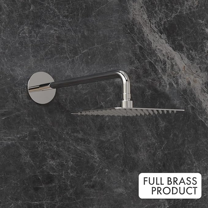 ZAP Nova Series 2-in-1 Brass Wall Mixer with Overhead Shower Set and 125mm Long Bend Pipe | Chrome Finish | Hot and Cold Water Control | Includes Faucet Cleaner | Bathroom Fittings Tap Combo