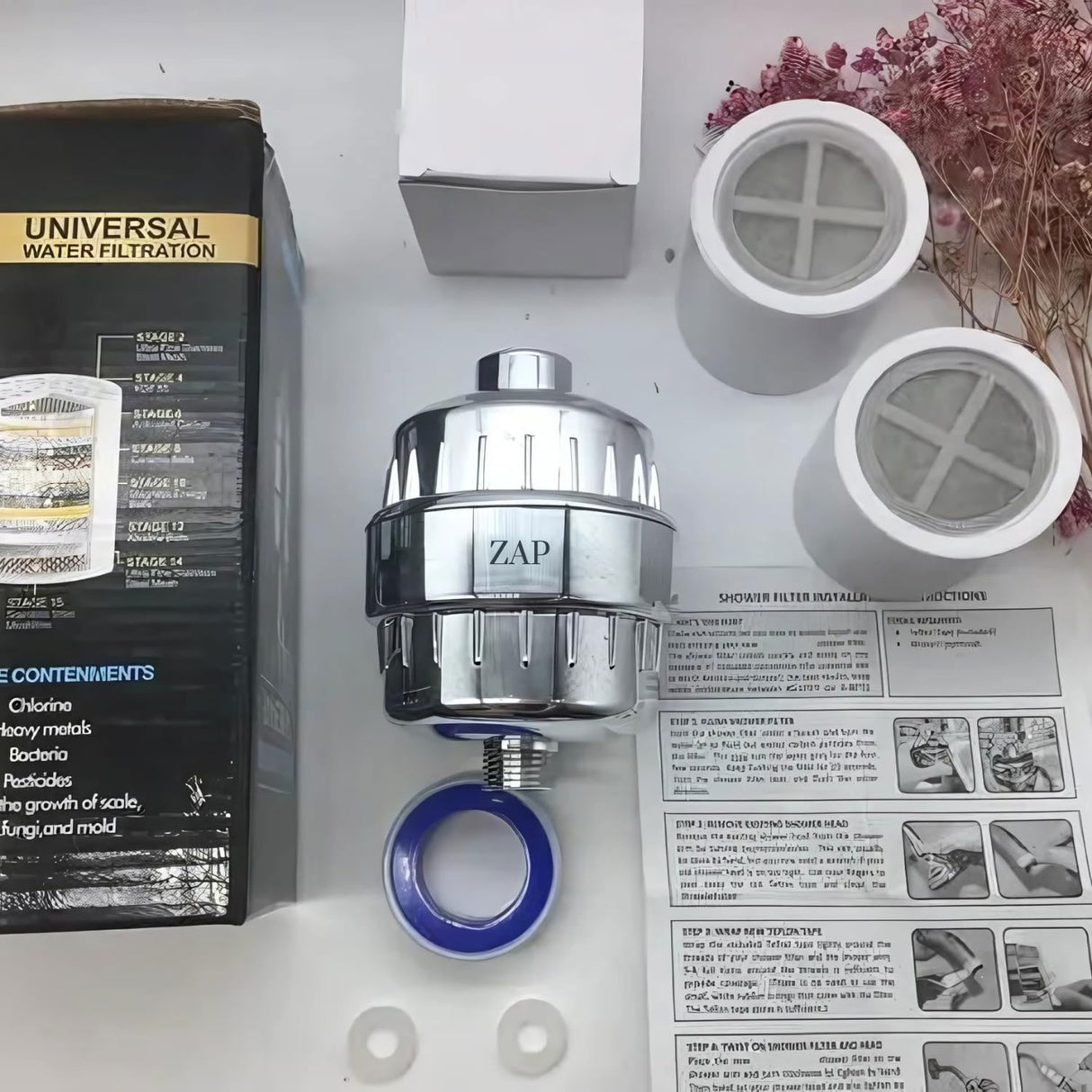 3271 Shower & Tap Hard Water Filter with Overhead Shower