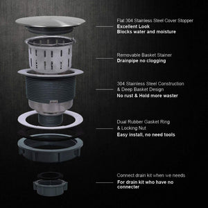 ZAP Black Stainless Steel Kitchen Sink | 37x18 cm Single Bowl Sink with Drainage Kit | Dual Water Aerator, Waste Pipe, Drainer Basket & Coupling | Noise Reduction Pads | Ideal for Modular Kitchens