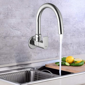 ZAP Bolt Heavy Wall-Mount Kitchen Sink Tap  | Chrome Finish | Durable Brass Sink Cock for Home & Kitchen Use