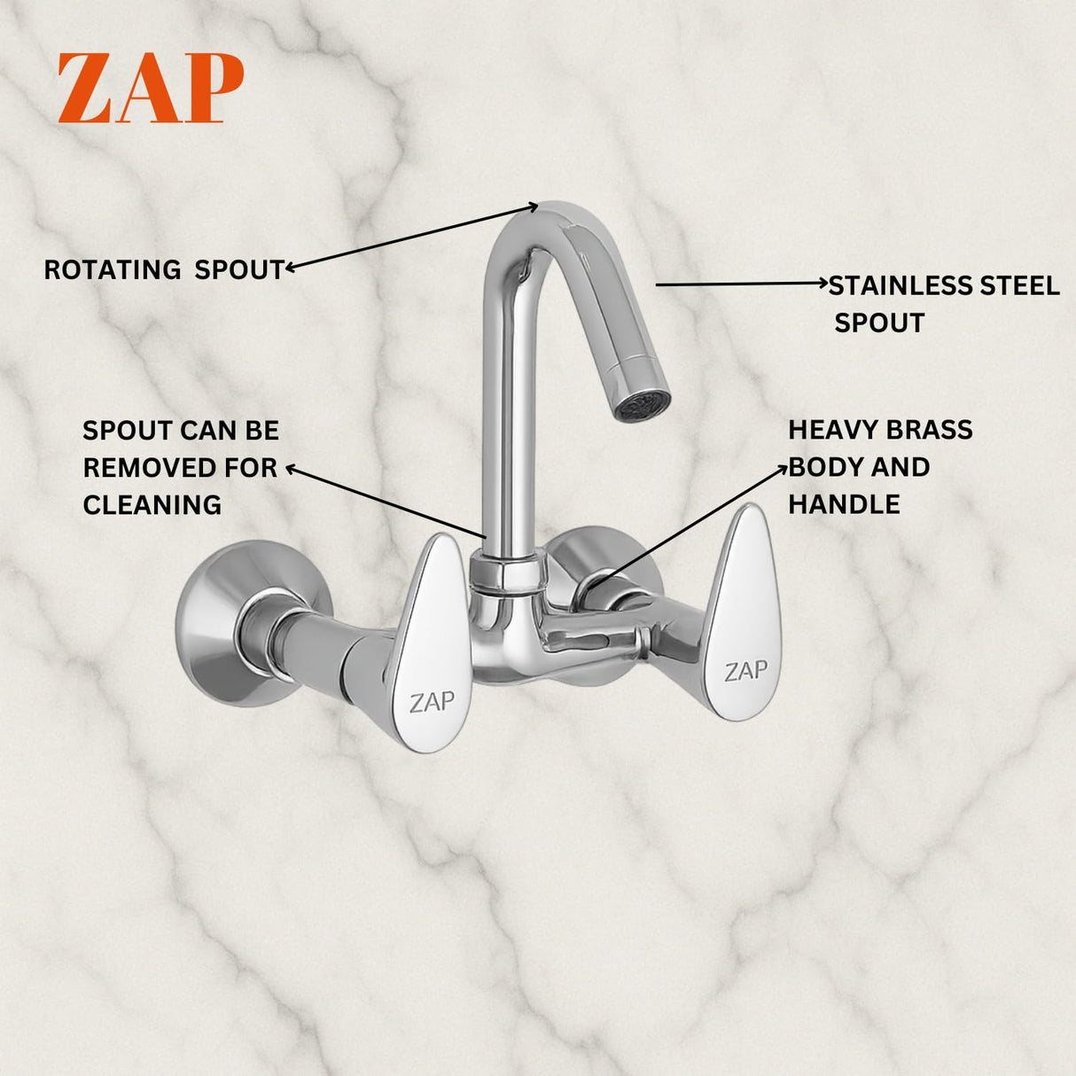 ZAP Brezza 2132  Sink Mixer Brass Tap