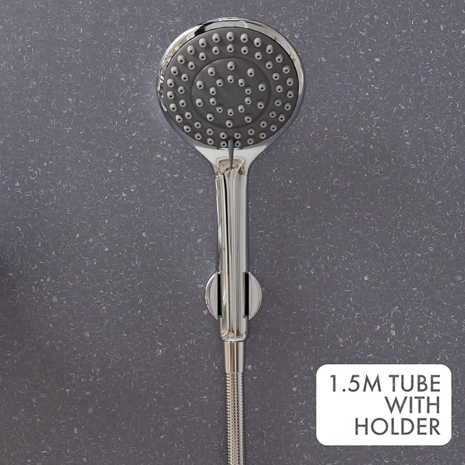 ZAP SKODA Series 100% Full Brass Wall Mixer with Overhead Shower System Set and 125mm Long Bend Pipe for Bathroom | Chrome Finish | Complete Wall Mounted Bath Fitting