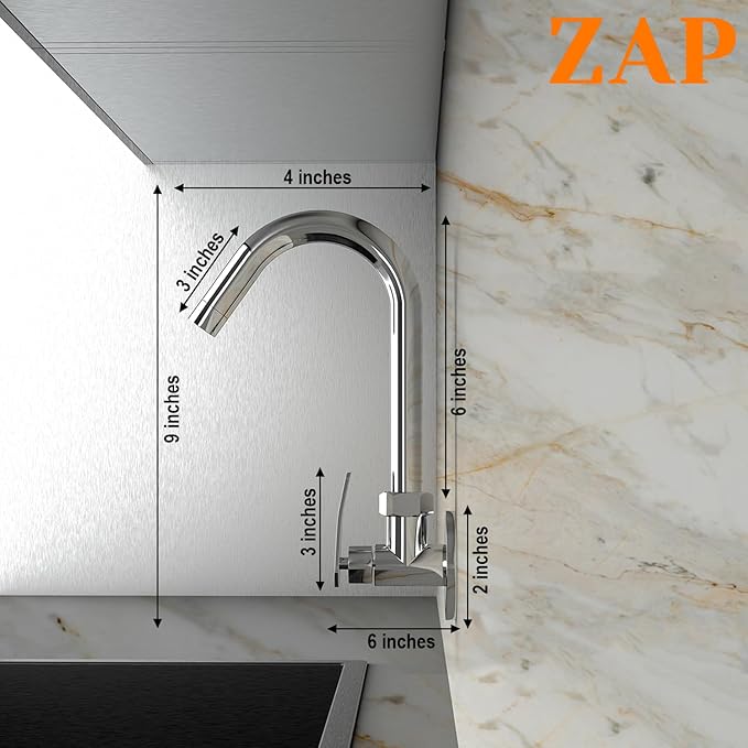 ZAP Arrow Kitchen Sink Tap with Wall Flange | 360° Swivel Spout | Brass Sink Cock for Kitchen & Basin | Chrome Finish | 7-Year Warranty