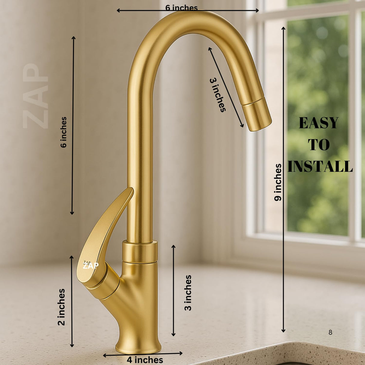 Elixir Gold deck Mounted Solid Brass Kitchen Sink Tap