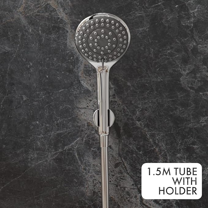 ZAP Nova Series 2-in-1 Wall Mixer with Clutch | Brass Body with Multi-Flow Hand Shower & 1.5m Stainless Steel Hose | Chrome Finish Bathroom Fixture
