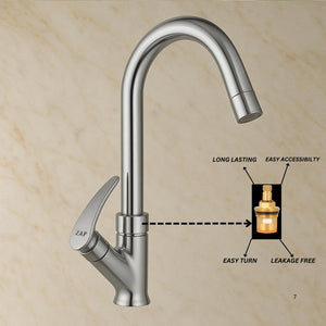 ZAP Arrow Light Swan Neck Tap | Brass Chrome Faucet for Kitchen & Bath