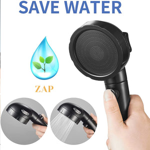 ZAP Exotic Series Handheld Shower Set | High Pressure Detachable Shower Head with Hand Spray | ON/OFF Pause Switch | 3 Spray Settings | Matte Black Finish