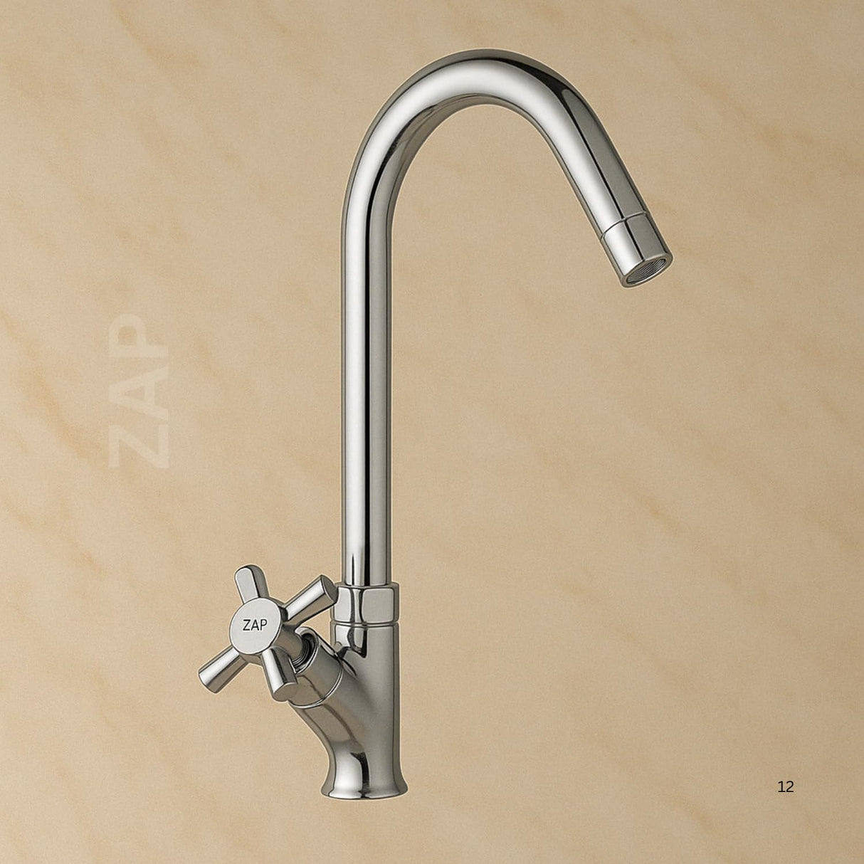 Zap Caster Light Swan Neck Tap for Kitchen & Bathroom | Brass Body, Chrome Finish | Table/Deck Mounted | Sleek Durable Design | Soft Flow Water Faucet