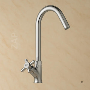 Zap Caster Light Swan Neck Tap for Kitchen & Bathroom | Brass Body, Chrome Finish | Table/Deck Mounted | Sleek Durable Design | Soft Flow Water Faucet