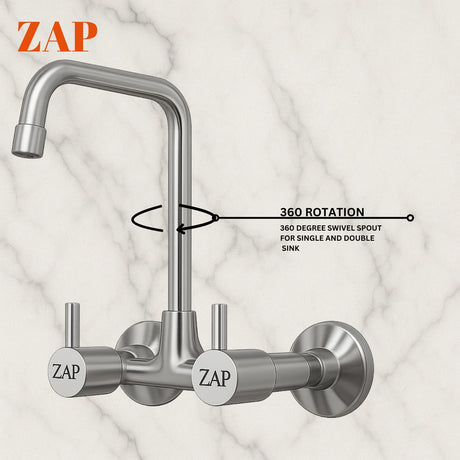 ZAP Elixir 1342 L Spout Kitchen Sink Mixer Tap