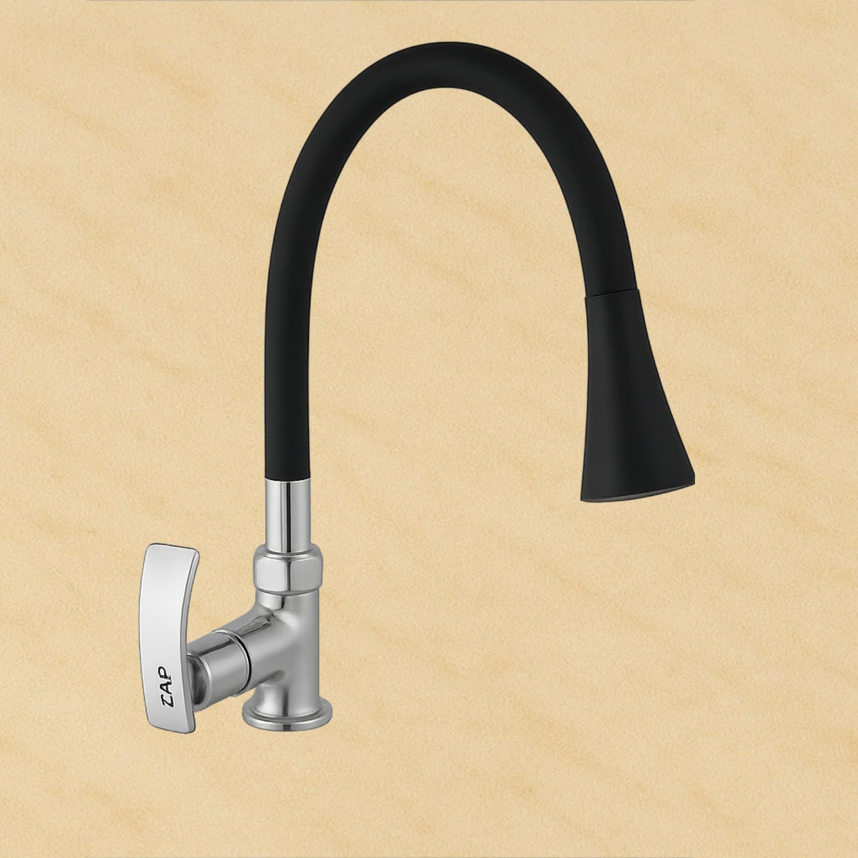 ZAP Soft High Grade Brass Kitchen Tap | Swan Neck Design | 360° Swivel Spout | Dual Flow | Flexible Silicone Spout | Rust-Proof | Hot & Cold Mixer | Chrome Finish
