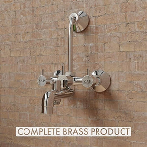 ZAP Elixir Series 100% High Grade Brass 3-in-1 Wall Mixer with Provision for Overhead Shower and 125mm Long Bend Pipe, Chrome Finish