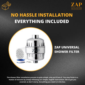 ZXFLTR-40 High Output Revitalizing Shower Filter - Reduces Dry Itchy Skin, Dandruff, Eczema, and Dramatically Improves The Condition of Your Skin, Hair and Nails - Chrome (SF100)
