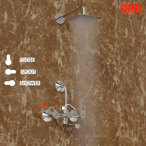 Geo Chrome 2-in-1 Wall Mixer with Overhead Shower Provision