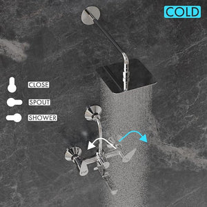 ZAP Nova Series 2-in-1 Brass Wall Mixer with Overhead Shower Set and 125mm Long Bend Pipe | Chrome Finish | Hot and Cold Water Control | Includes Faucet Cleaner | Bathroom Fittings Tap Combo