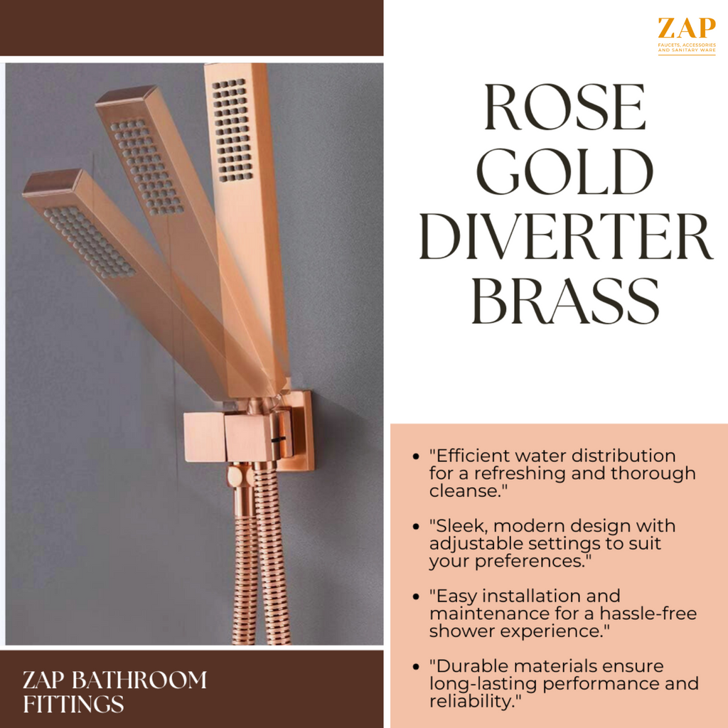 ZAP Elixir Series 5634 High Quality Brass Divertor ROSEGOLD