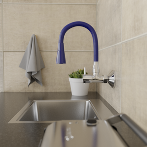 Blue Brass Sink Tap with Dual Flow Kitchen Faucet with Flexible Swivel Spout