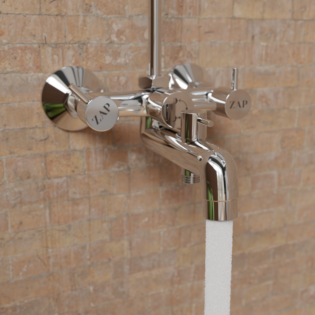 Elixir Series 100% High Grade Brass 3 in 1 Wall Mixer With Provision For Over Head Shower and 125mm Long Bend Pipe