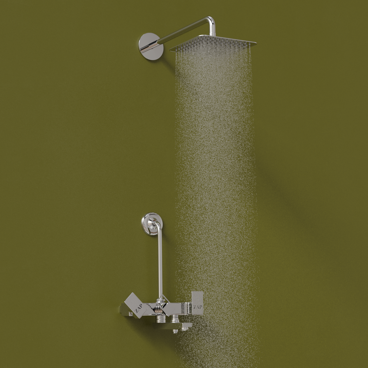 SKODA Series High Grade 100% Brass 3 in 1 Wall Mixer with Overhead Shower System Set and 125mm Long Bend Pipe for Bathroom (Chrome Finish)
