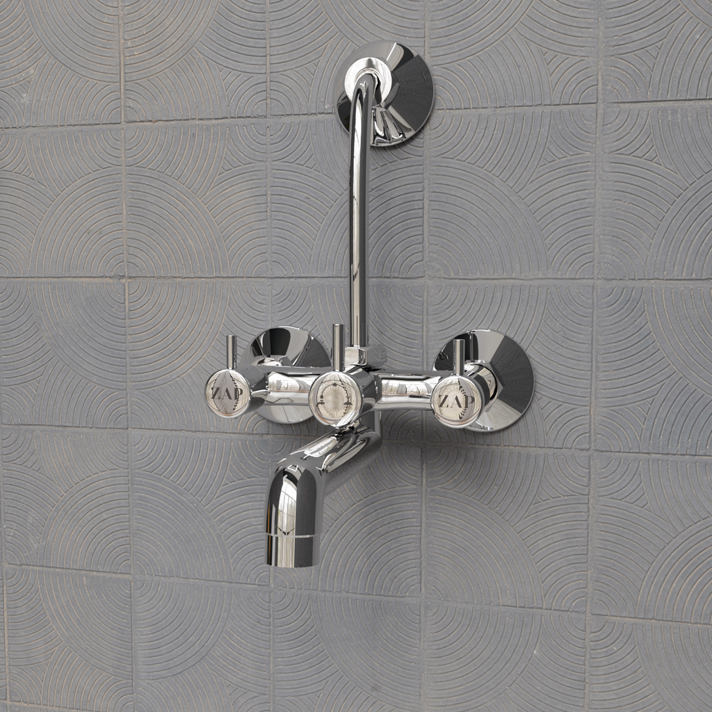 Elixir Full Brass Chrome Plated 2 in 1 Wall Mixer with Provision for Over Head Shower and Long Bend Pipe for Bathroom