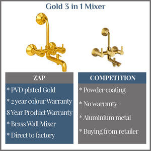 Elixir Gold 3-in-1 Mixer Tap with Shower Set
